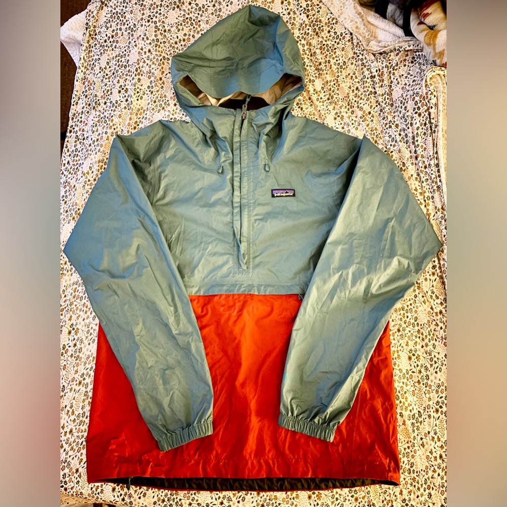 Patagonia Teal and Gray Hooded Jacket